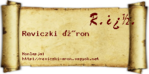 Reviczki Áron névjegykártya